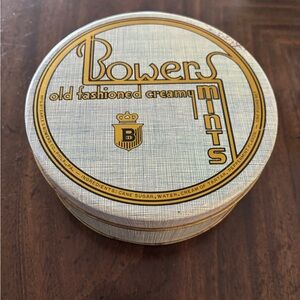 Vintage Old Fashioned Creamy Mints Decorative Tin - Cream, Blue-green Gold